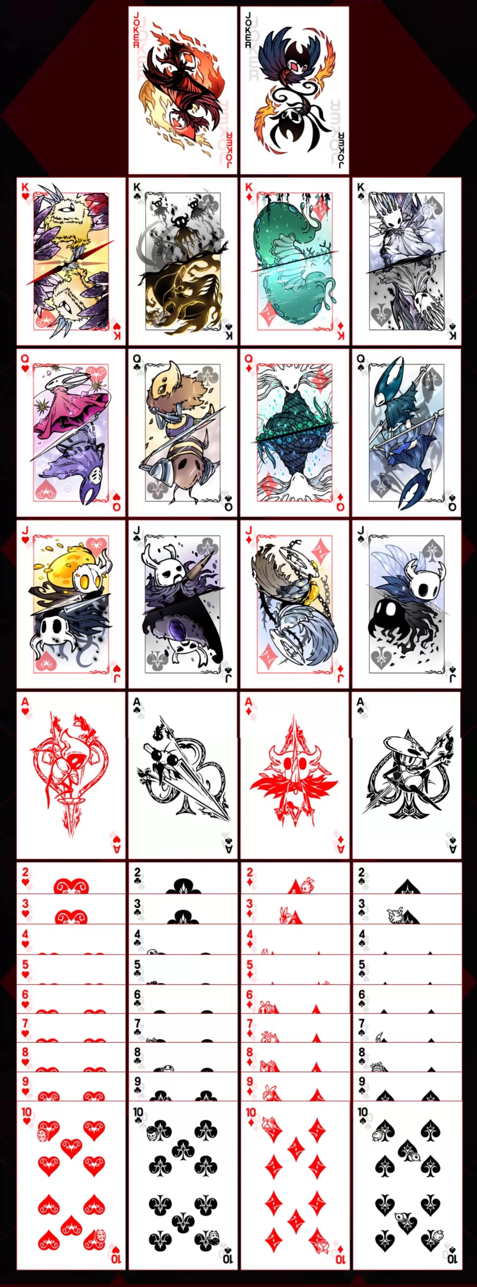 Dark fantasy illustrated poker deck character artwork card faces and classic suits