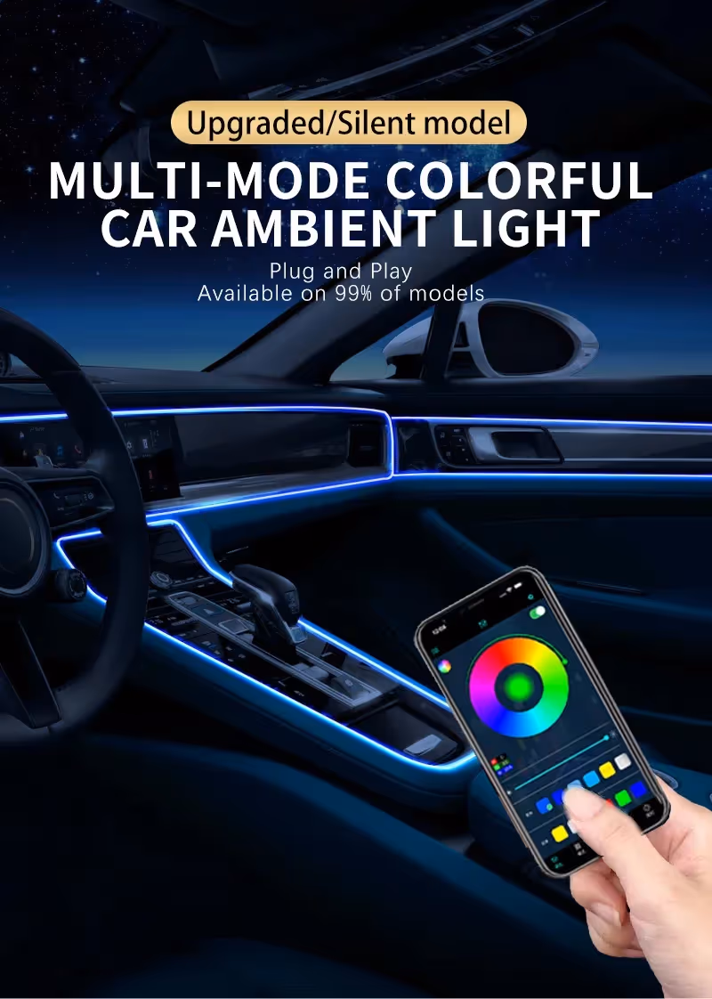 App remote control and push button control for RGB car interior light strip